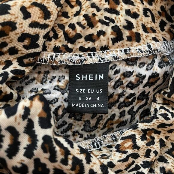 SHEIN Leopard Print Long Sleeve Fitted Top - Picture 4 of 5